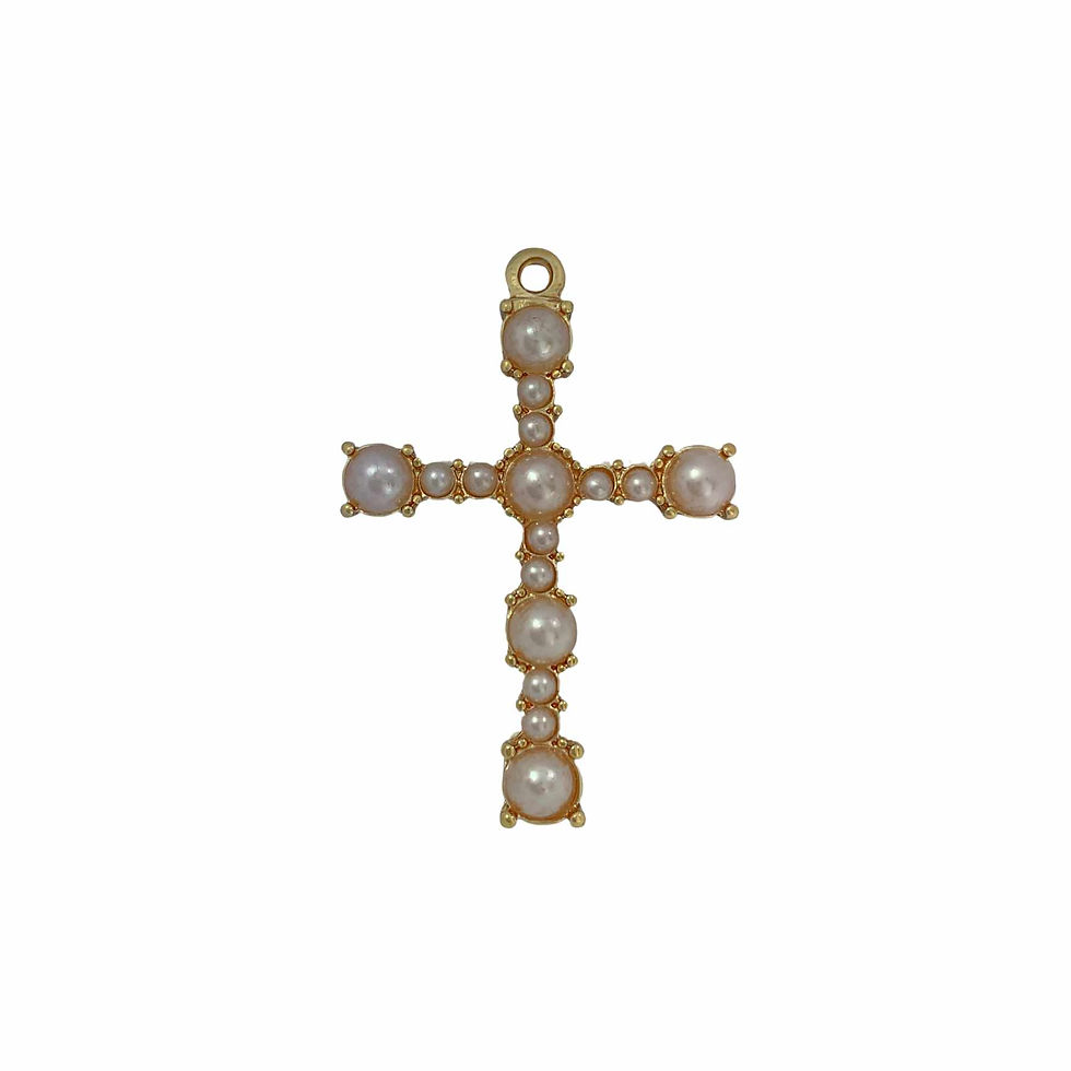 PINGENTE CRUCIFIXO COM PÉROLAS DOURADO - PCT COM 4