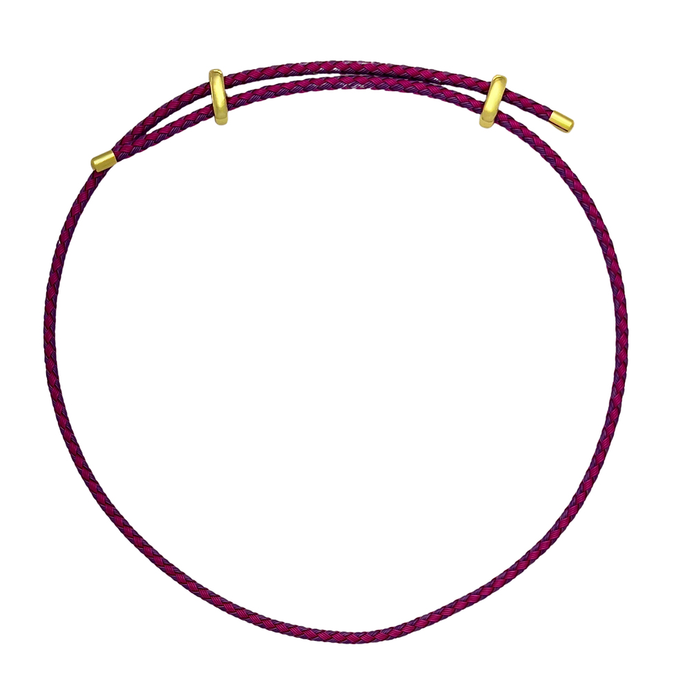 Miniatura: Colar Ajustável em Trama de Aço Dourado Pink