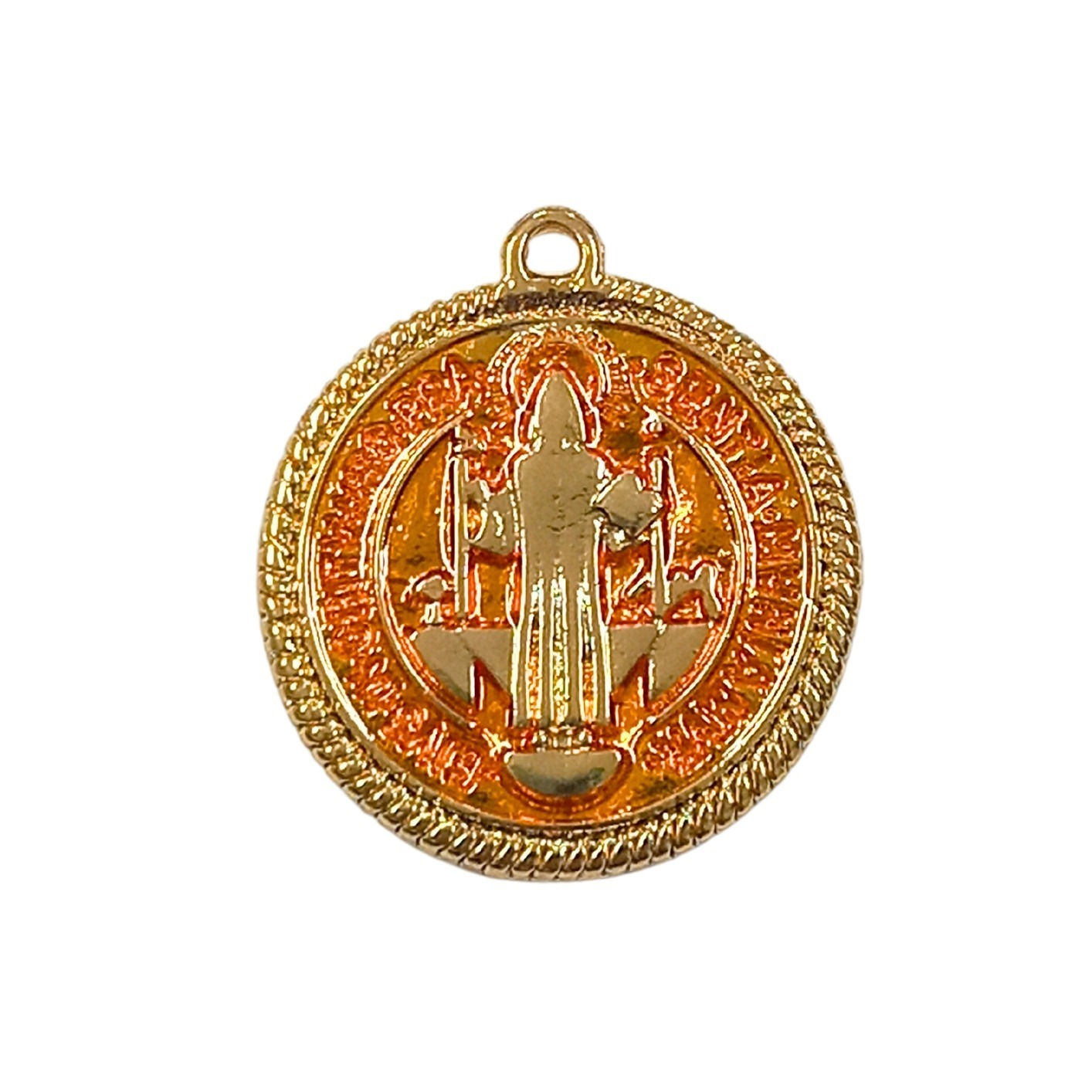 PINGENTE DOURADO MEDALHA DE SÃO BENTO RESINA  - PCT COM 4