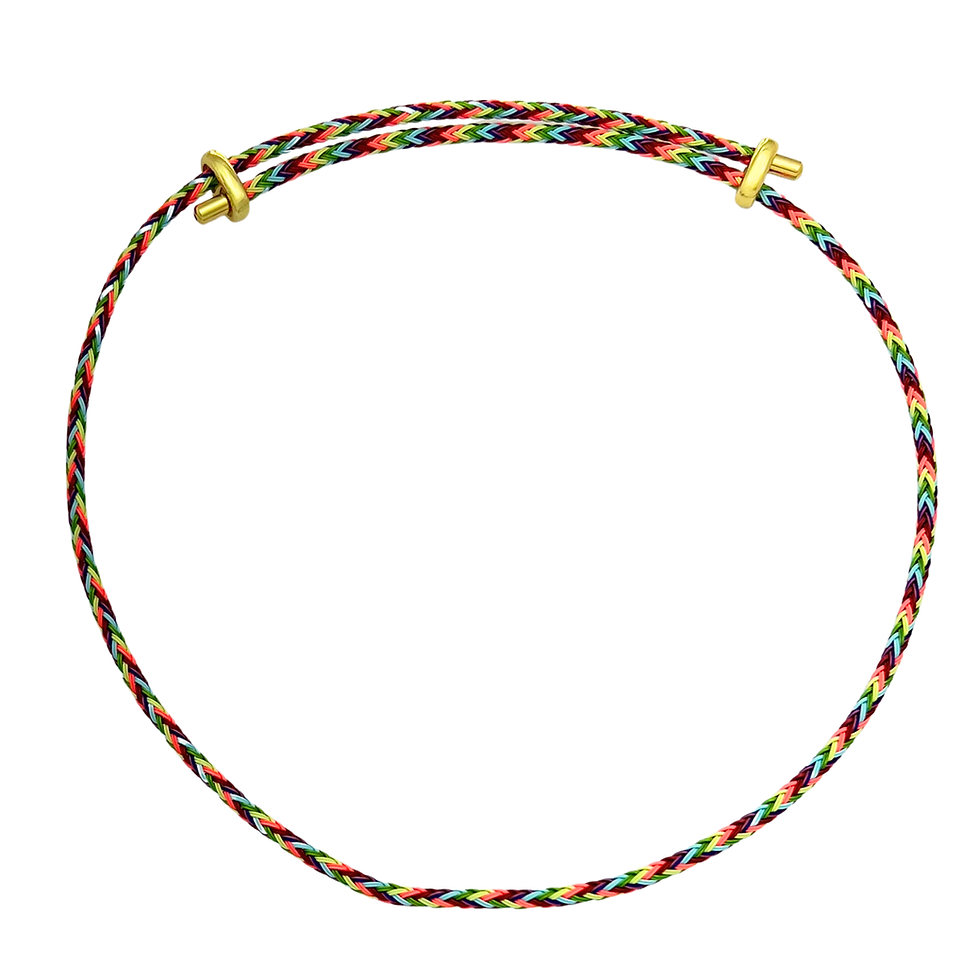 Colar Ajustável em Trama de Aço Dourado Multicolor