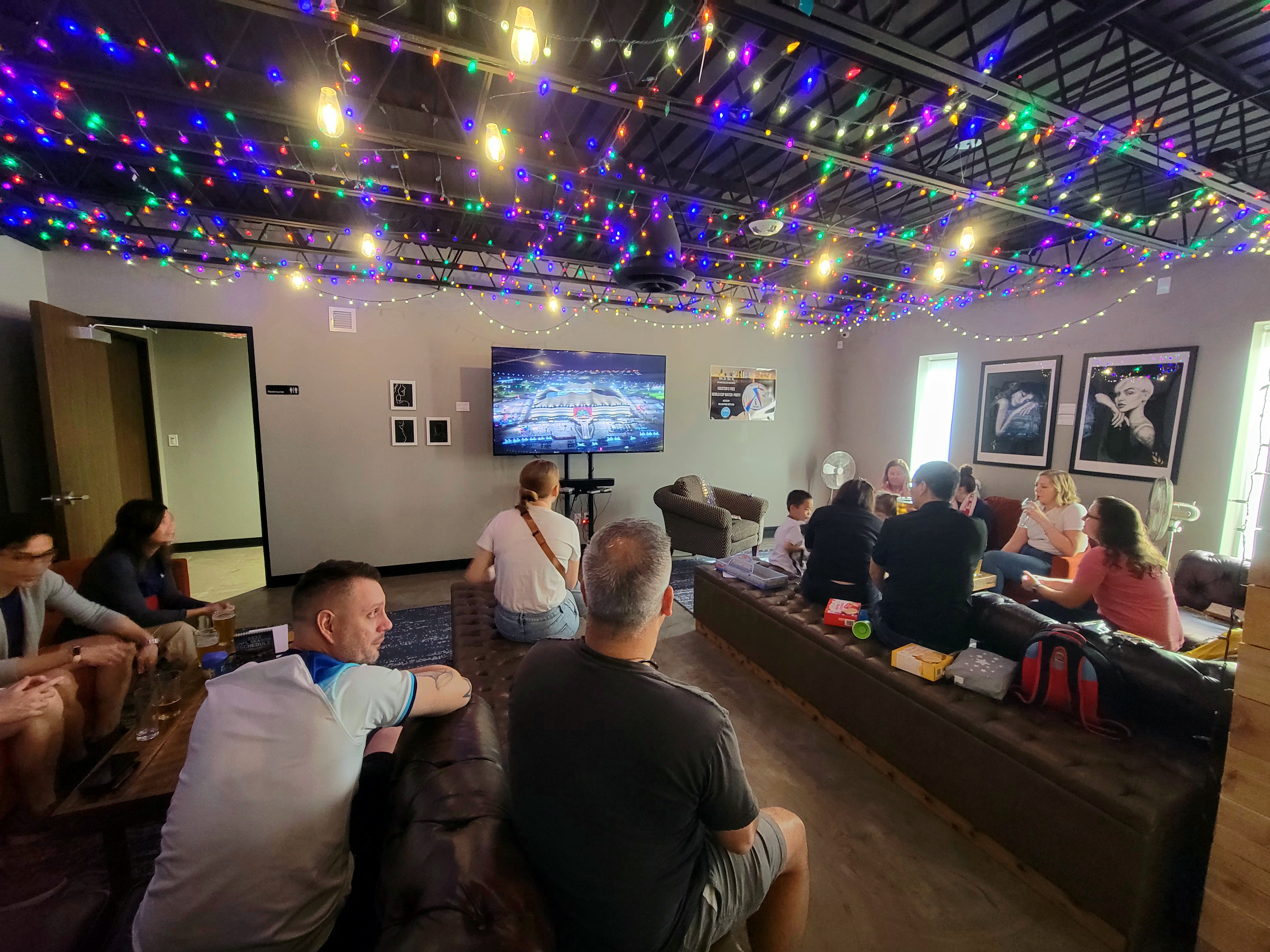 Private lounge viewing room at William Price Distilling in Houston.