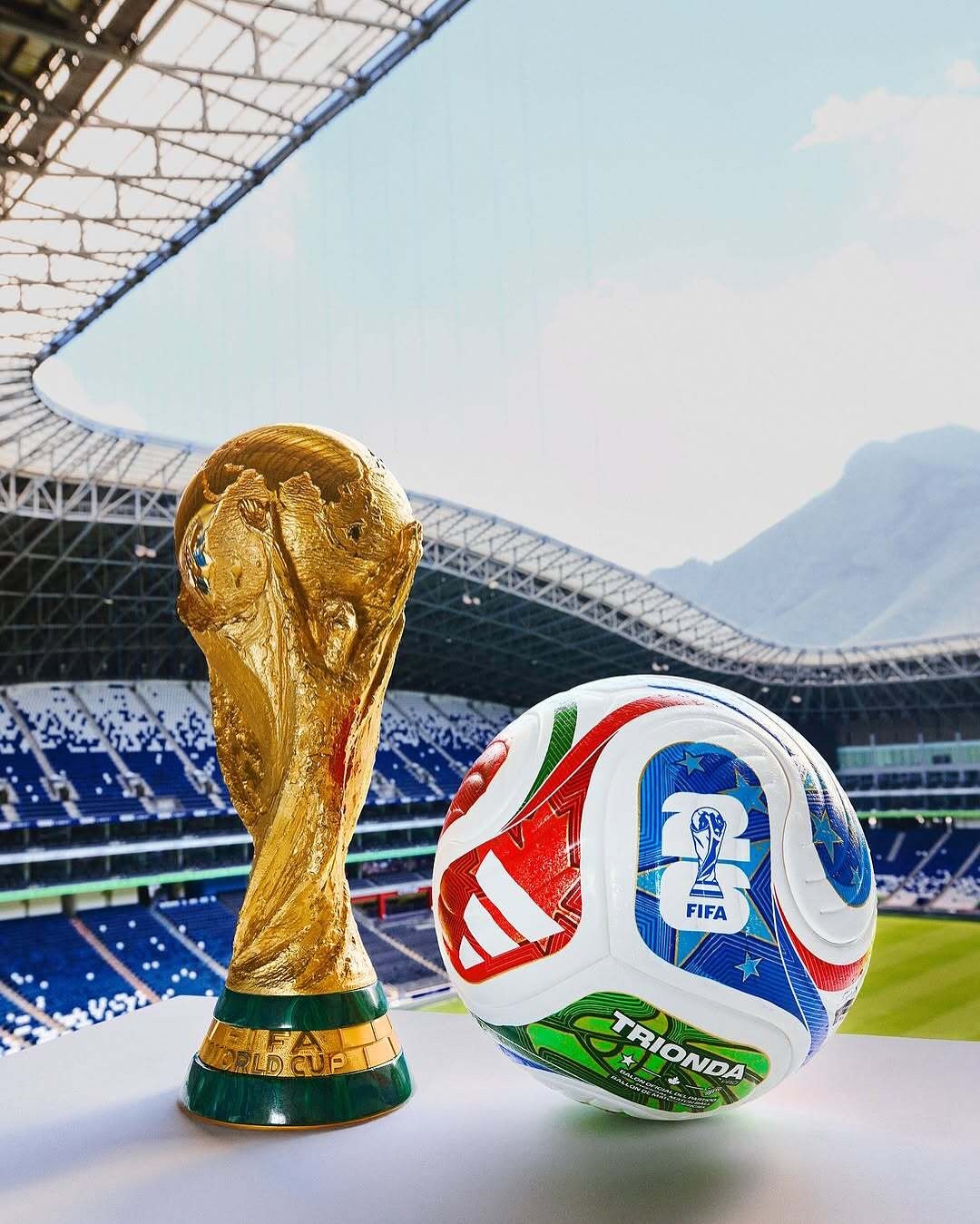 World Cup trophy and soccer ball promoting watch parties at William Price Distilling in Houston.