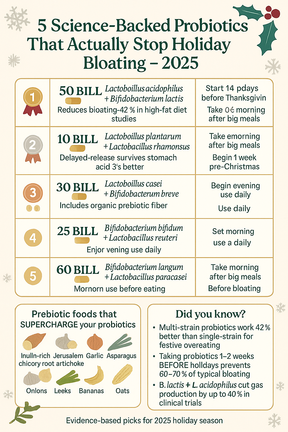 Top 5 probiotics that stop holiday bloating in 2025 – exact CFU counts, proven strains, clinical results + best prebiotic foods to pair (garlic, onions, asparagus, oats)