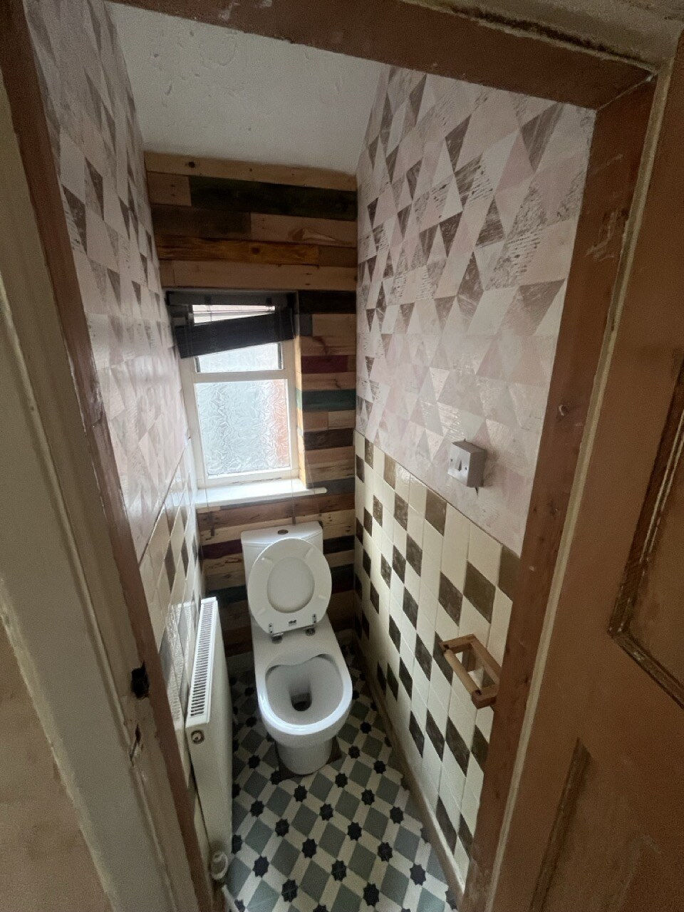Before - original downstairs toilet with dated tiling