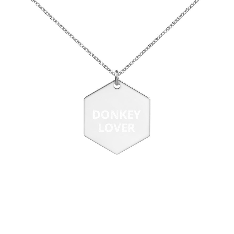 Thumbnail: DONKEY LOVER Engraved Hexagon Necklace