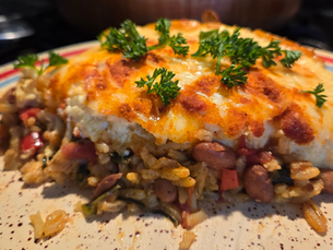 Winter Squash Cream‑Top Rice and Bean Casserole