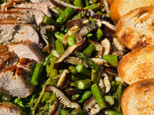 Warm Grilled Mushroom and Asparagus salad with Lemon Vinaigrette