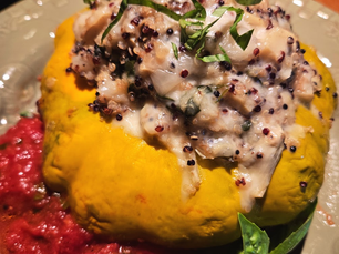 Stuffed Patty Pan Squash with Quinoa, Spinach & Artichokes