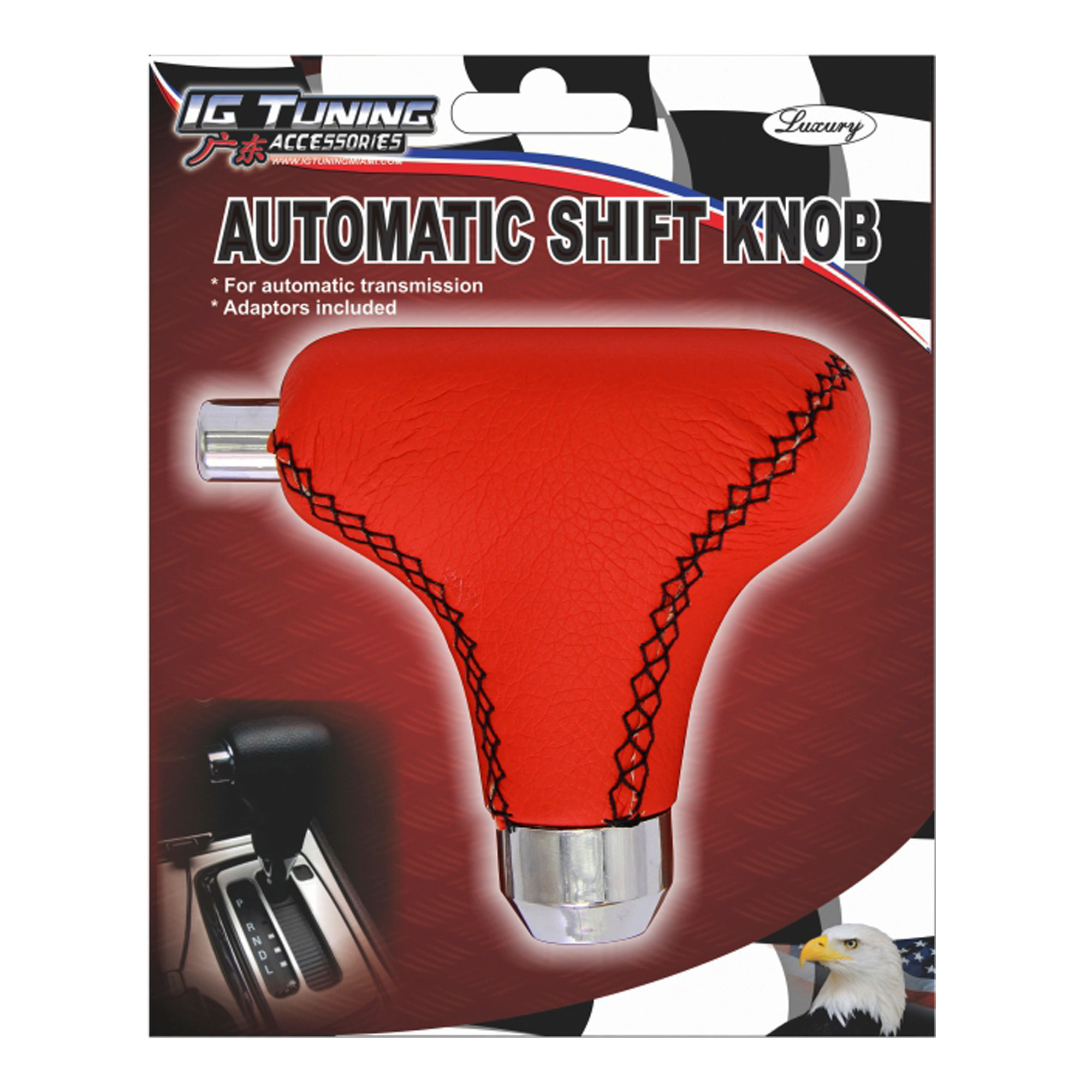 Automatic gear shifter knob with button Red