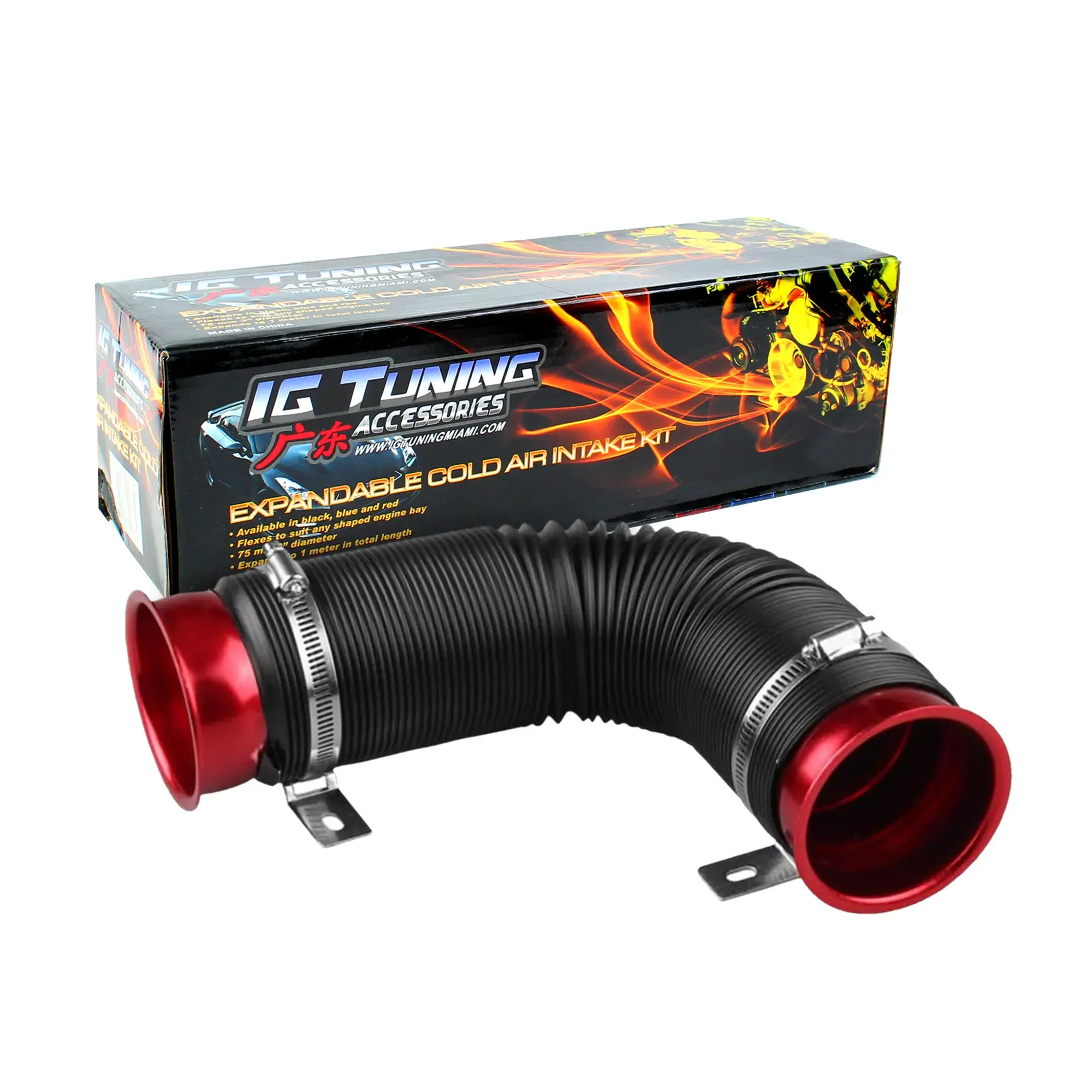 Flexi Adjustable Air Intake Inlet Pipe Hose Tube Red