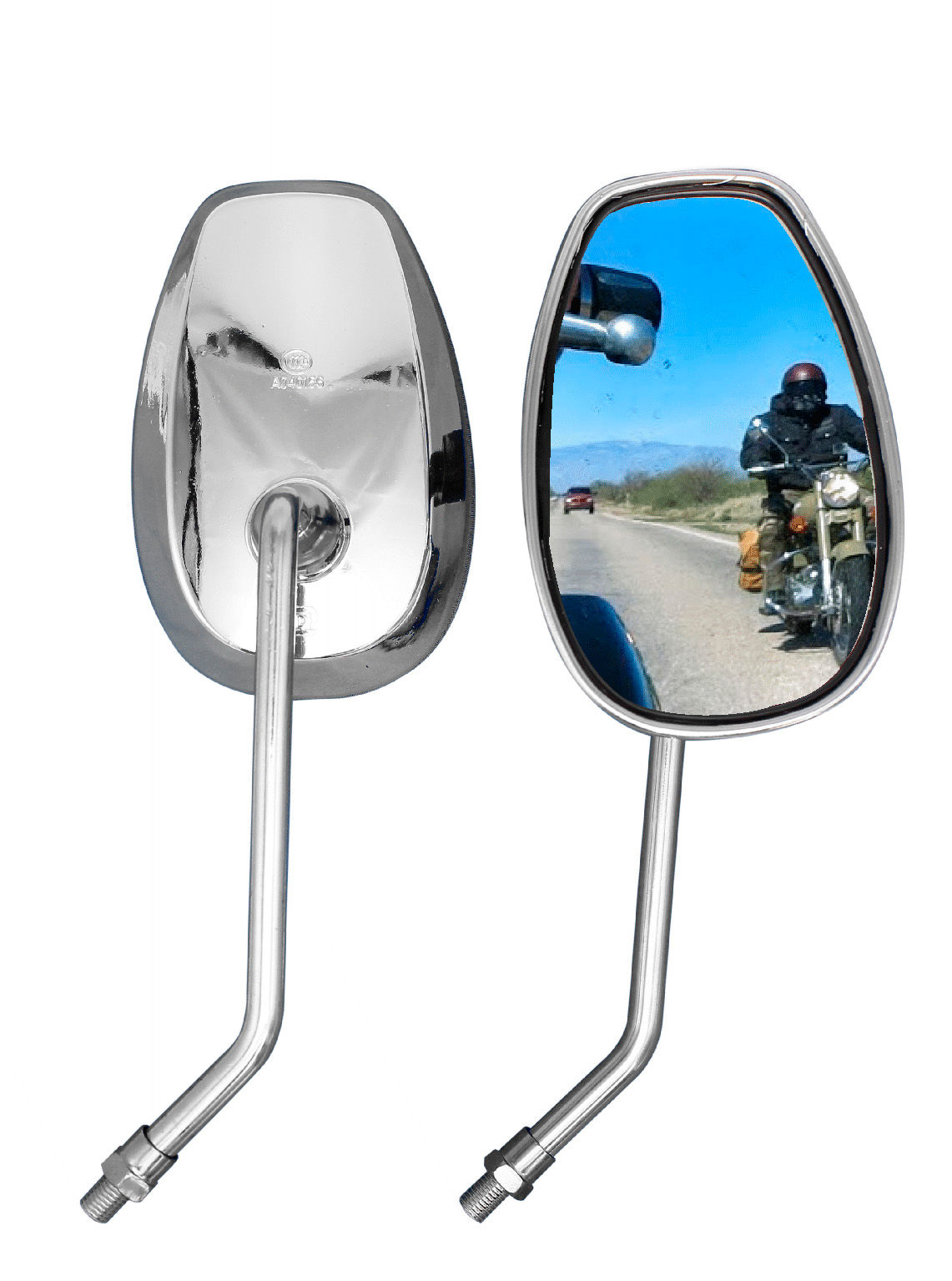 Rearview Mirror round 2 pcs Chrome