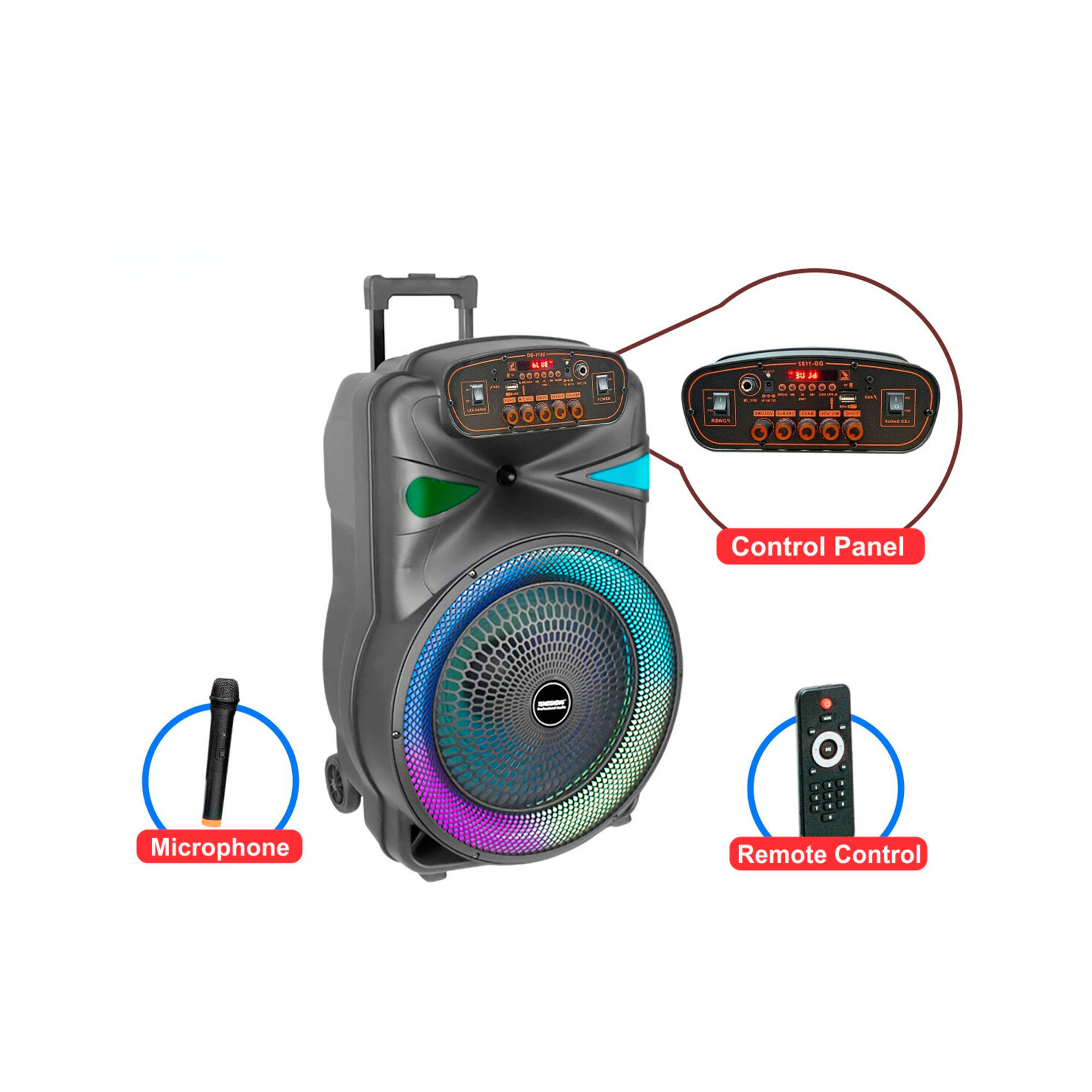 Port Speaker 5000W Wless Bt Tf Usb Fm  Led Aux Remote