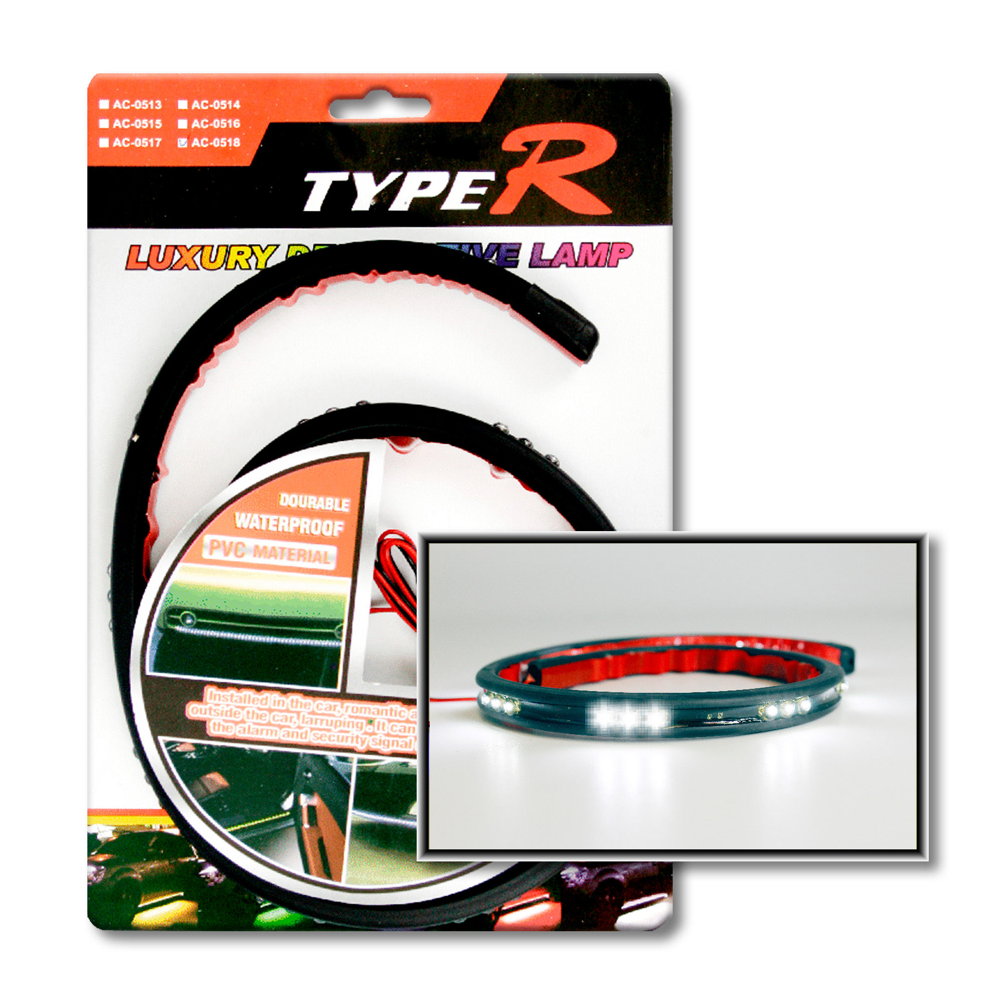 Led Rubber Tape Black 60 cms White Type R