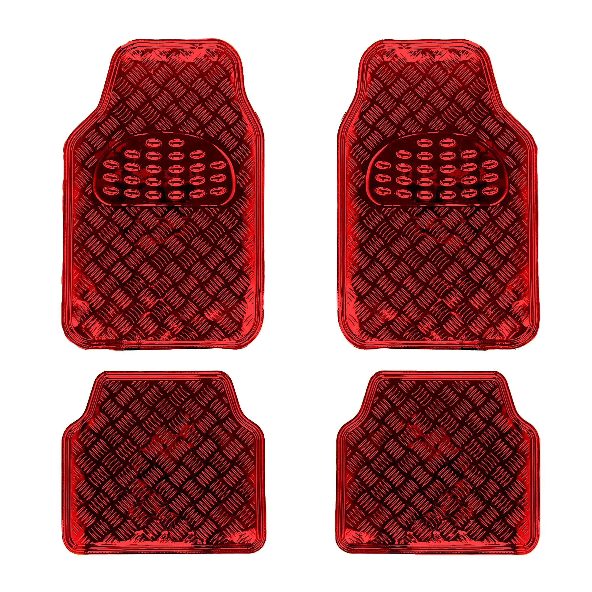 Car Mats Floor 4 Pcs Metal Carbon Red IGTuningMiami Car Accessories