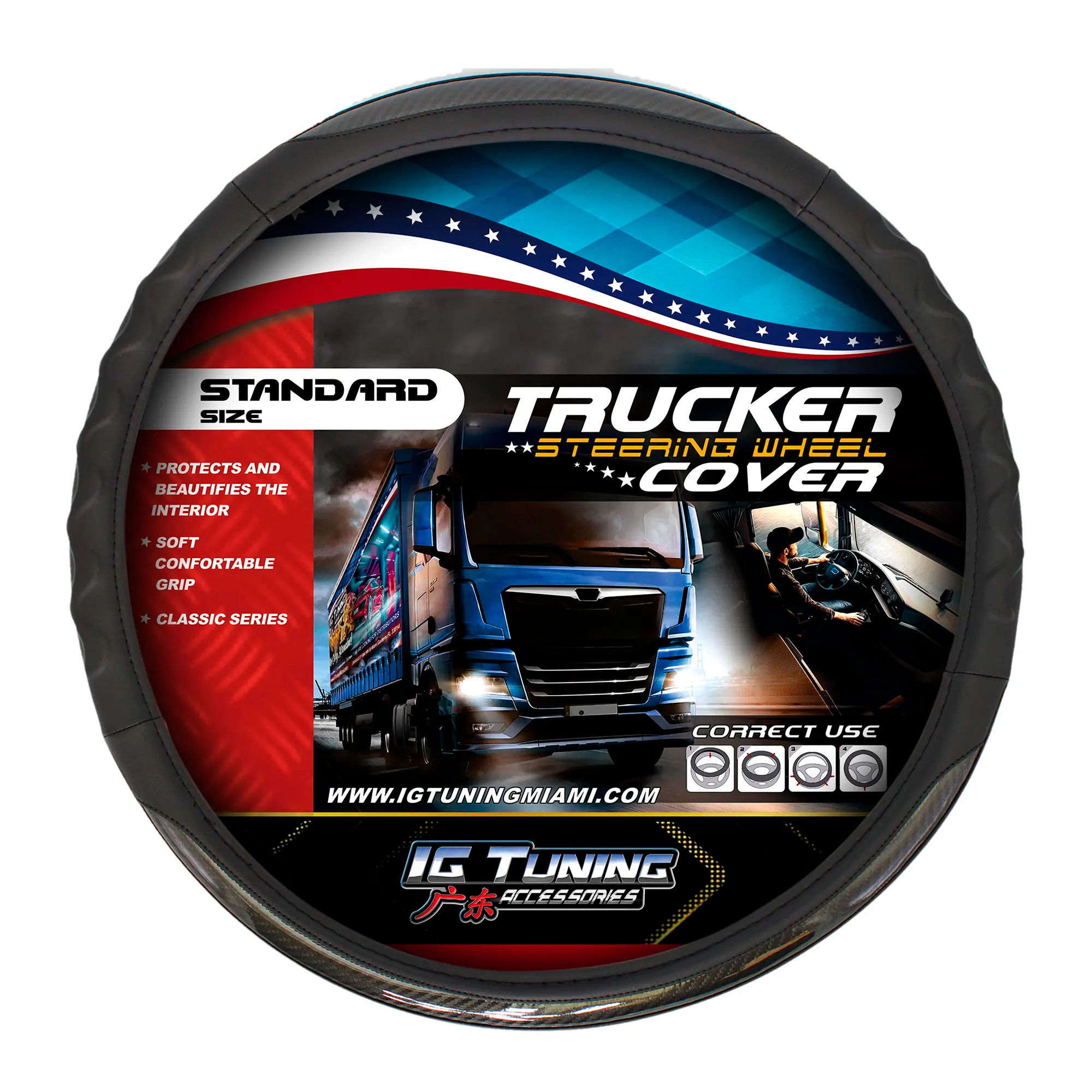 Black Steering Wheel Cover 19.68 inch