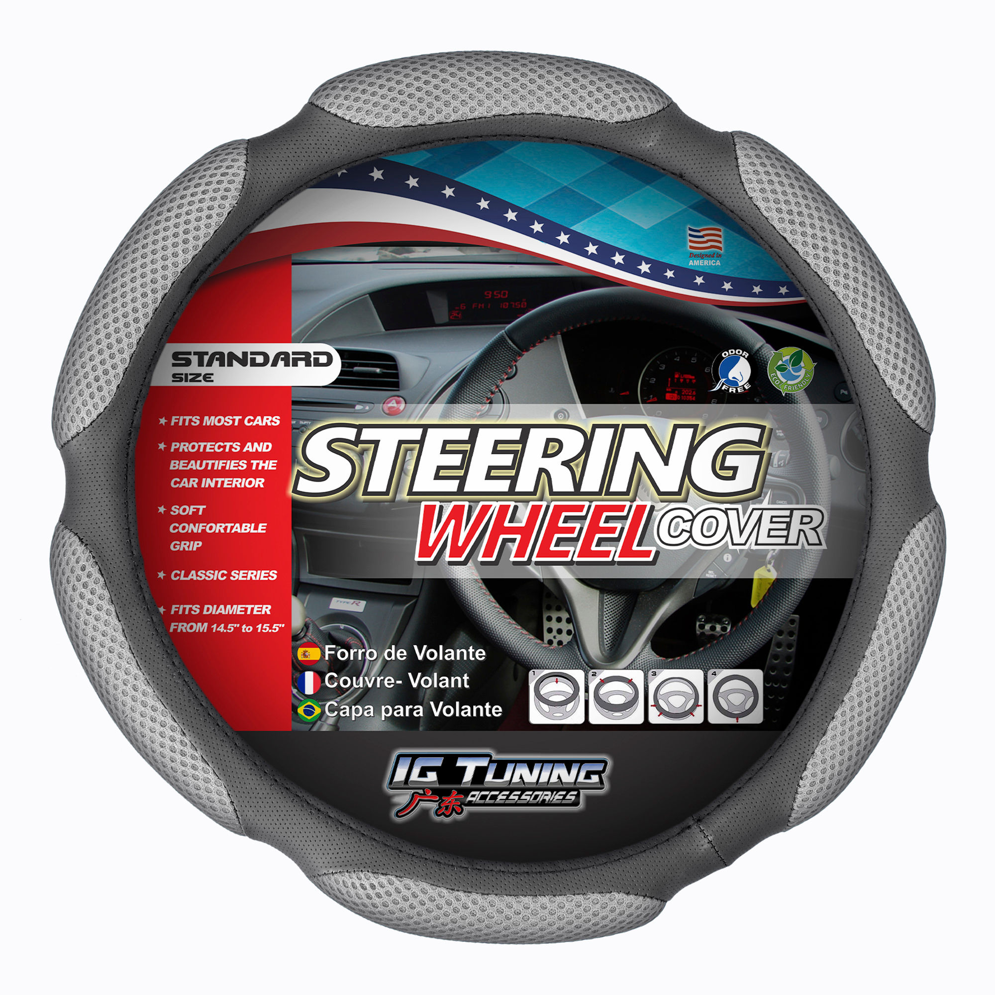Steering Wheel Cover With Sponge in Gray