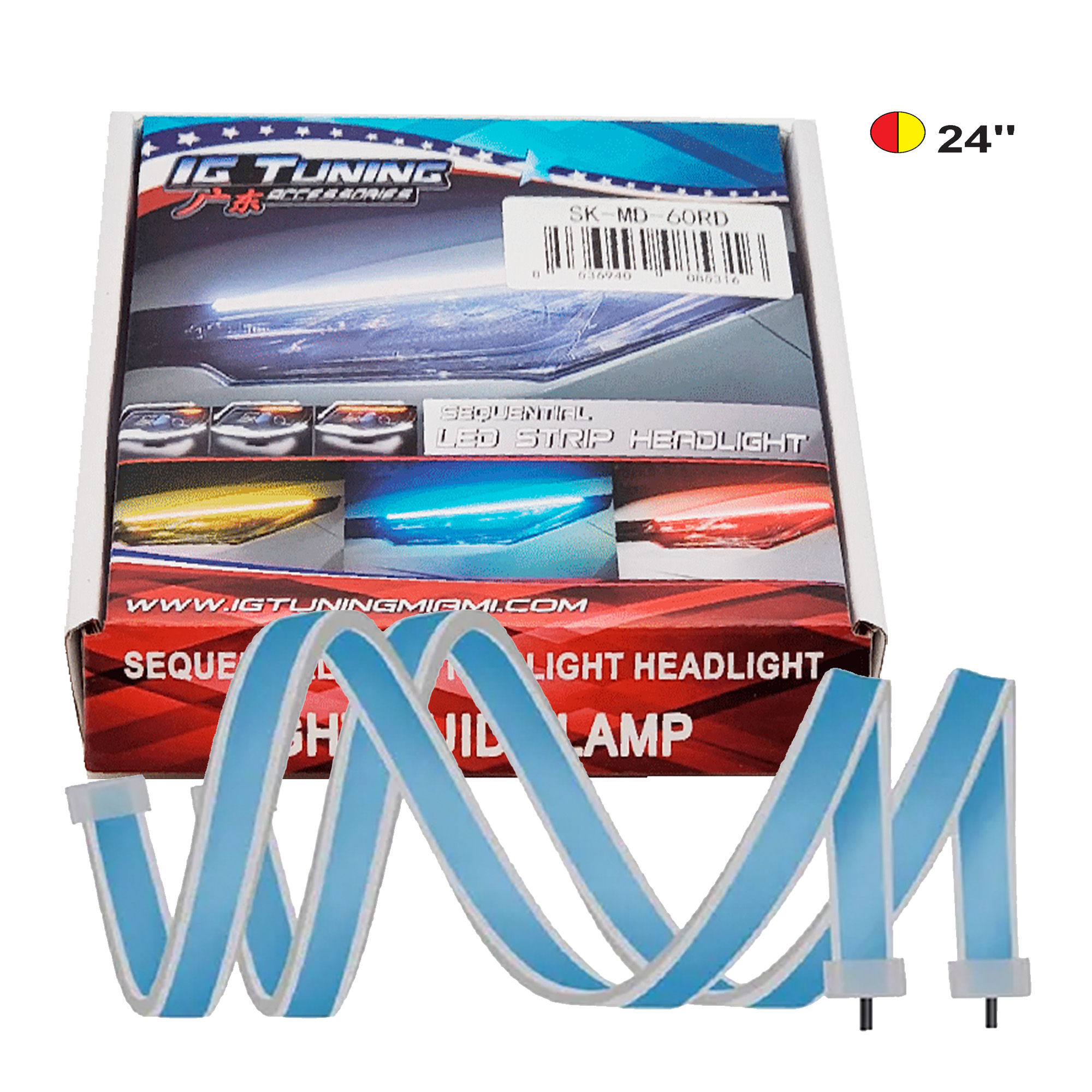Sequential Headlamp LED Strip 60 cm Red