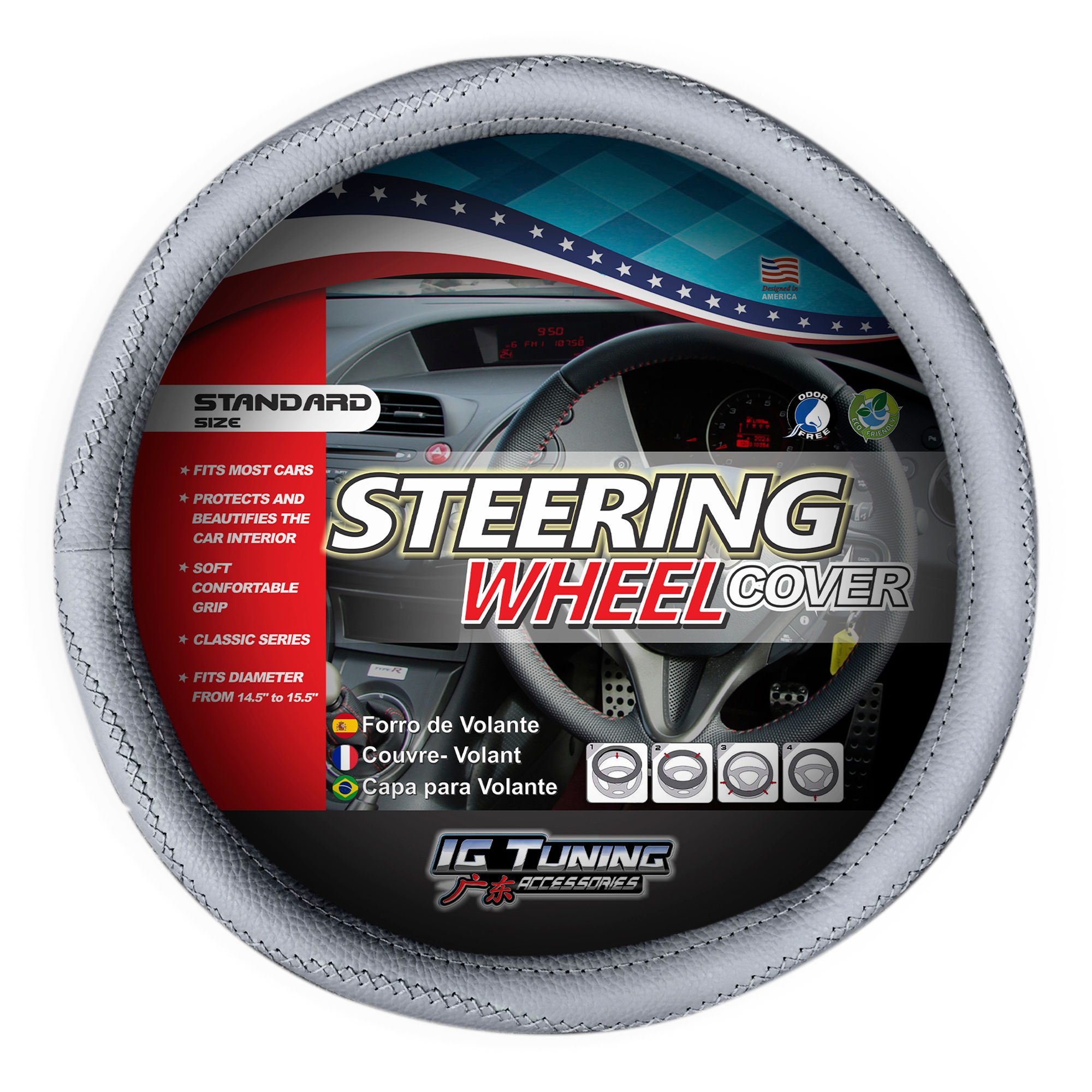 Gray Handmade Steering Wheel Cover