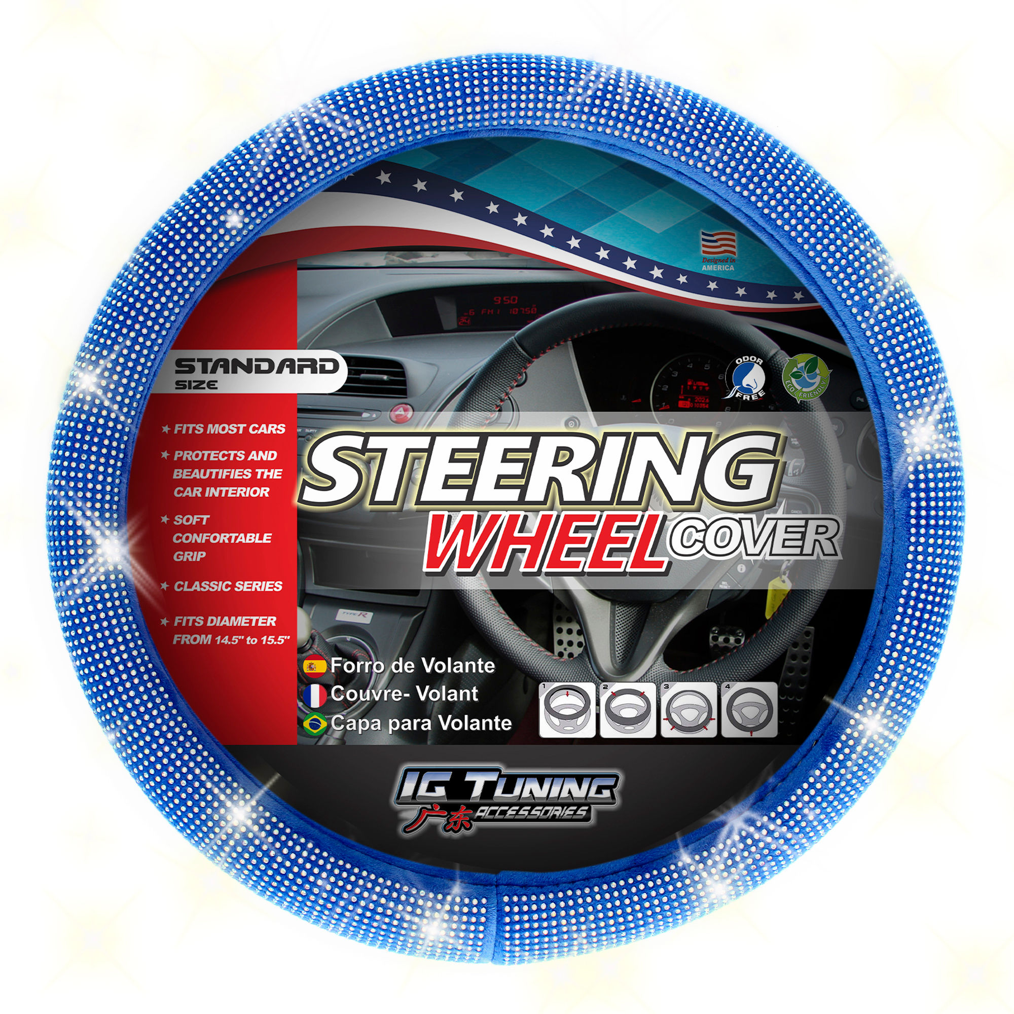 Steering Wheel Cover Bling Bling Blue