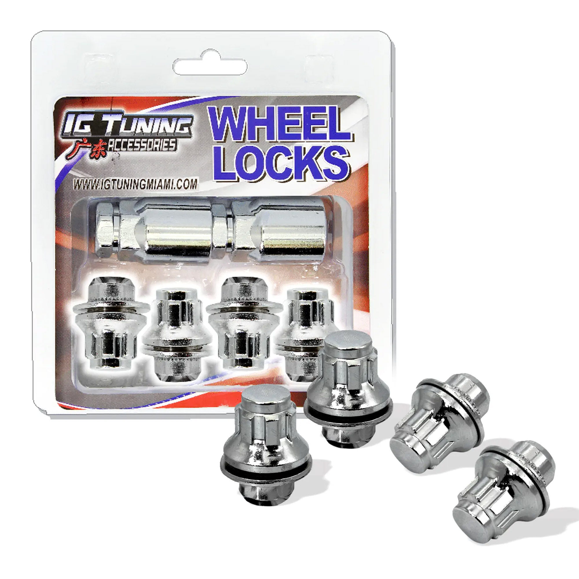 L37Mmx 14X1.5, Chrome 4 Nuts 2 Keys