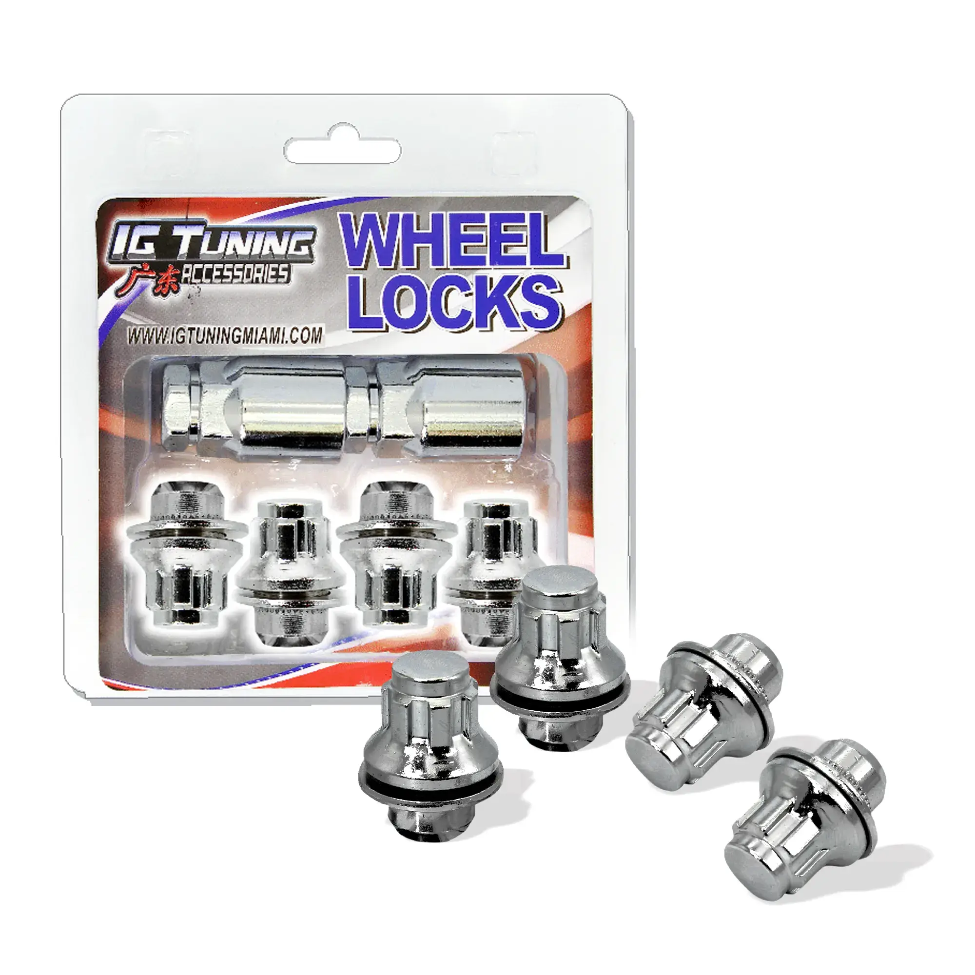 L37Mmx 12X1.25, Chrome 4 Nuts 2 Keys