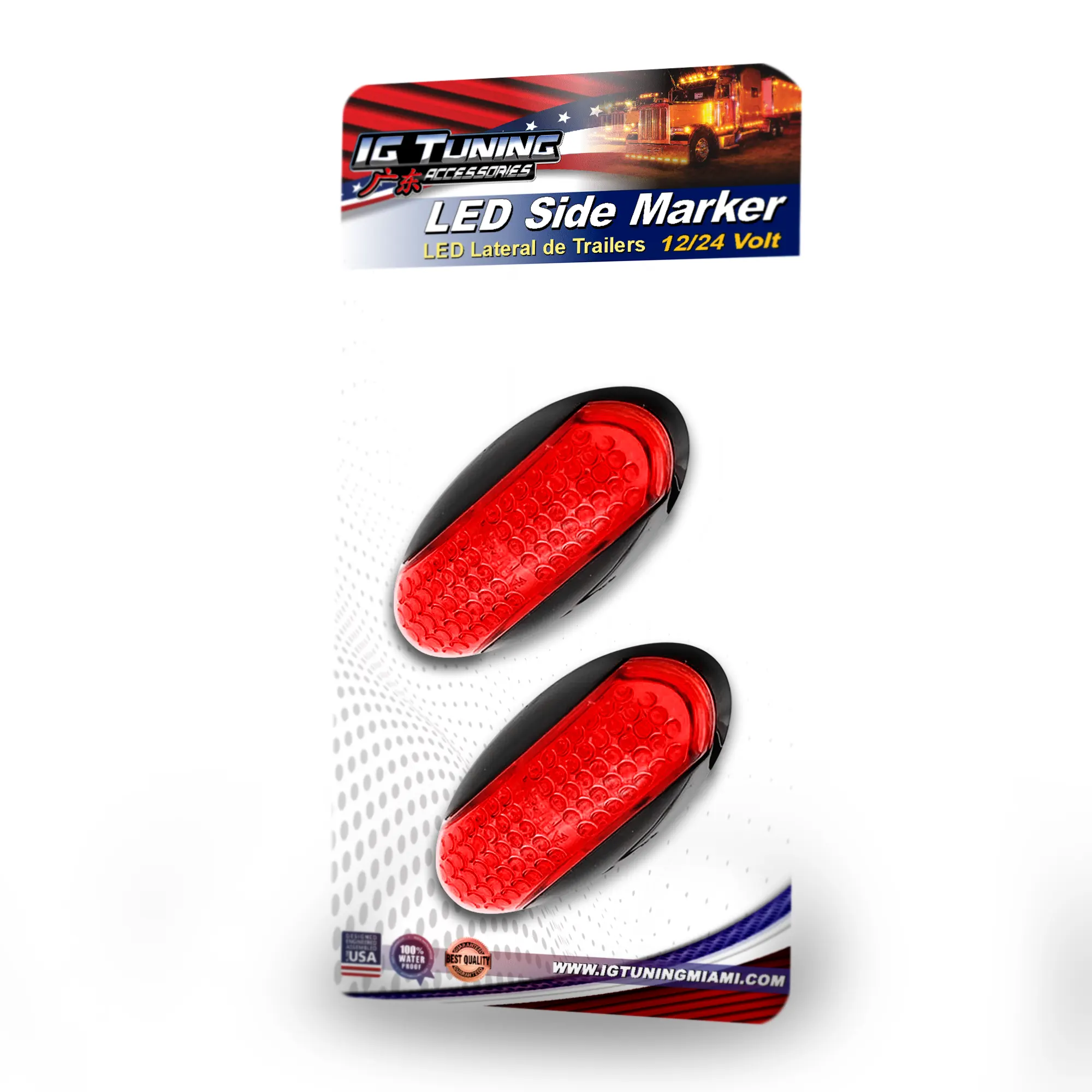 LED Truck Headlight Red 2 pcs IGTuningMiami Car Accessories Wholesale