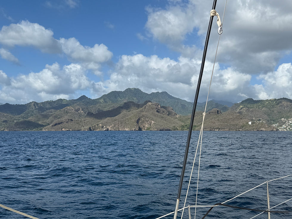 Island of Saint Vincent viewed from a sailboat.