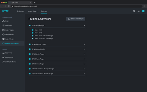 Dashboard showing a list of plugins with options to enable, disable, and configure each plugin