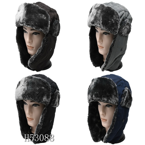 H 53088 Men's Winter Trooper Hat Fur Lined 12 PC gkapparel