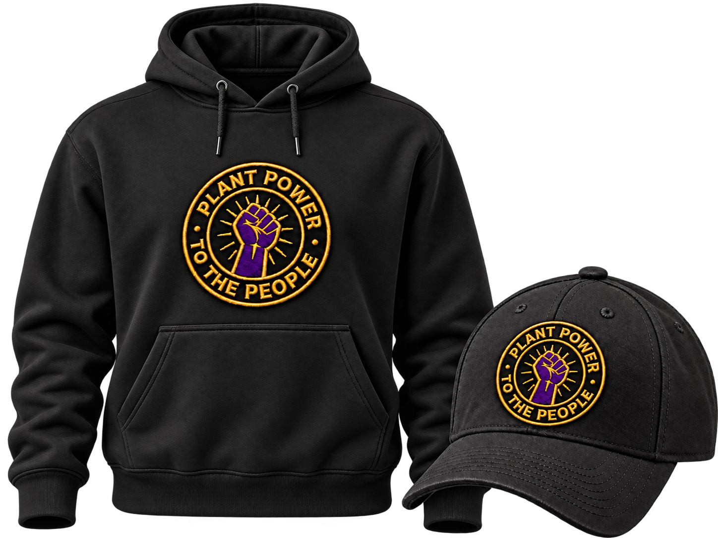 urban premium Plant Power to the People hoodie and branded baseball cap