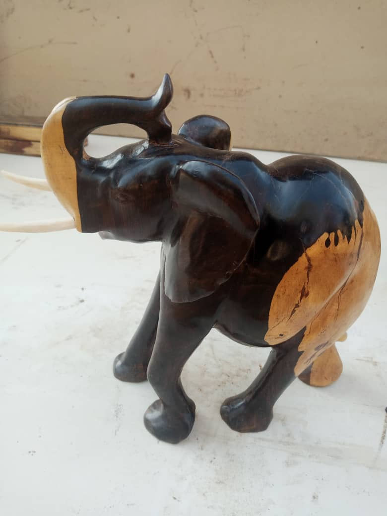 Thumbnail: Playful Elephant – Hand-Carved Polished Ebony Sculpture