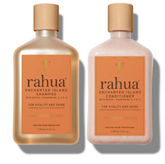 luxurious  bottle of rahua enchanted island shampoo and conditioner 