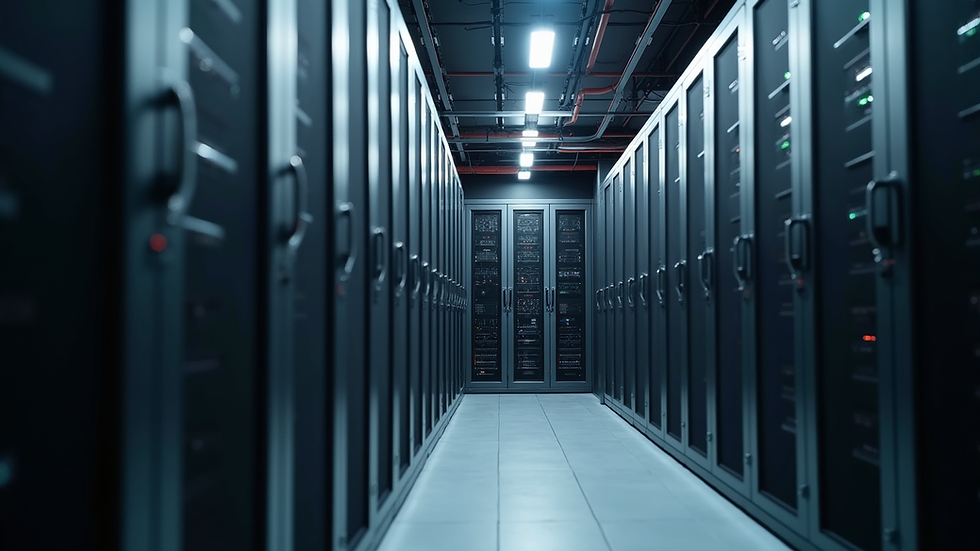 Eye-level view of industrial UPS system installed in a server room