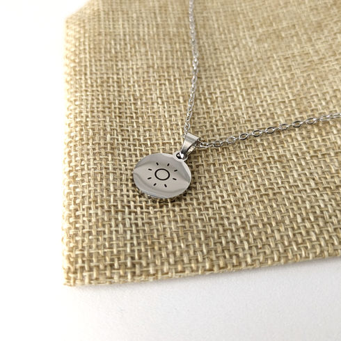 Sunce ogrlica od nehrđajućeg čelika na juti