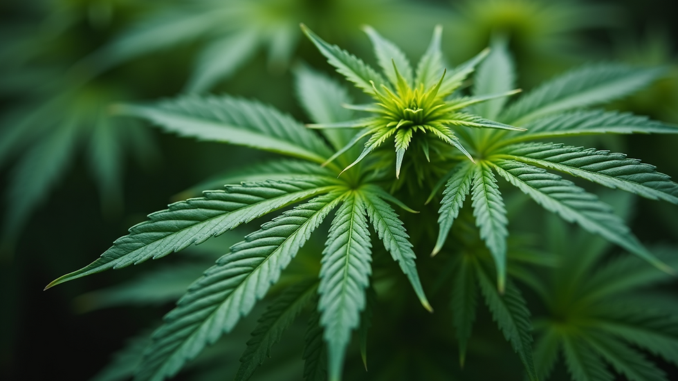 Close-up of vibrant green cannabis leaves