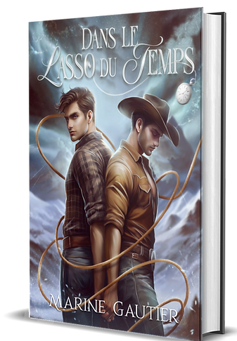 Couverture intégrale de la saga romance M/M Dans le lasso du temps de Marine Gautier