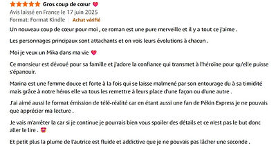 Avis de lecteurs sur Romance face caméra, romance contemporaine de Marine Gautier