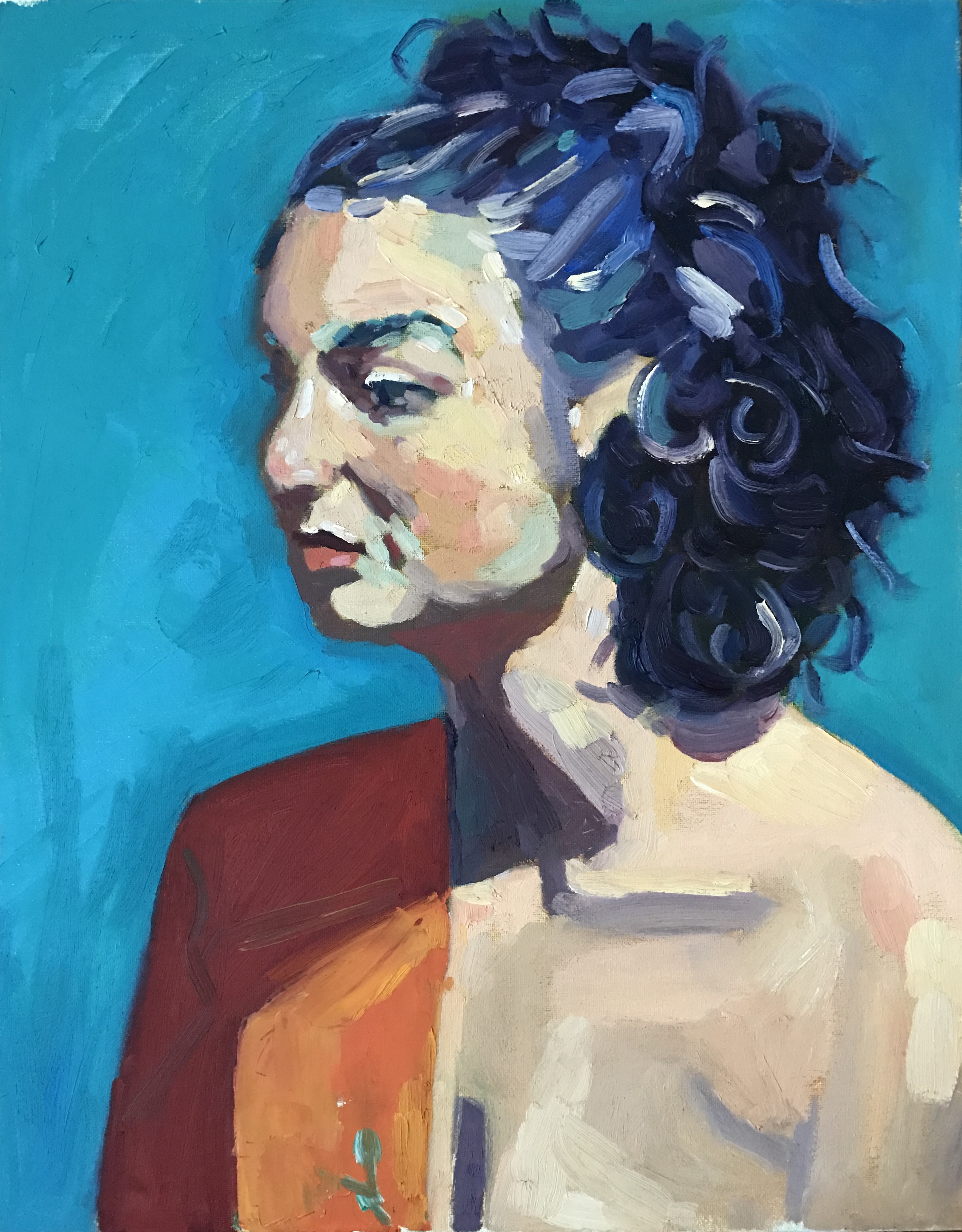 Portrait Woman Orange Sari
