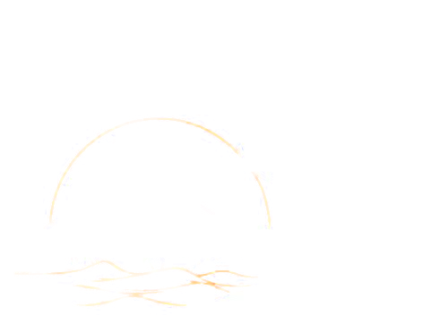 A home among the hills with animals at peace, under a golden sun