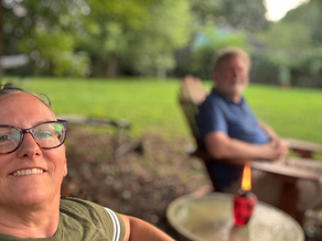 sitting in Adirondack chairs