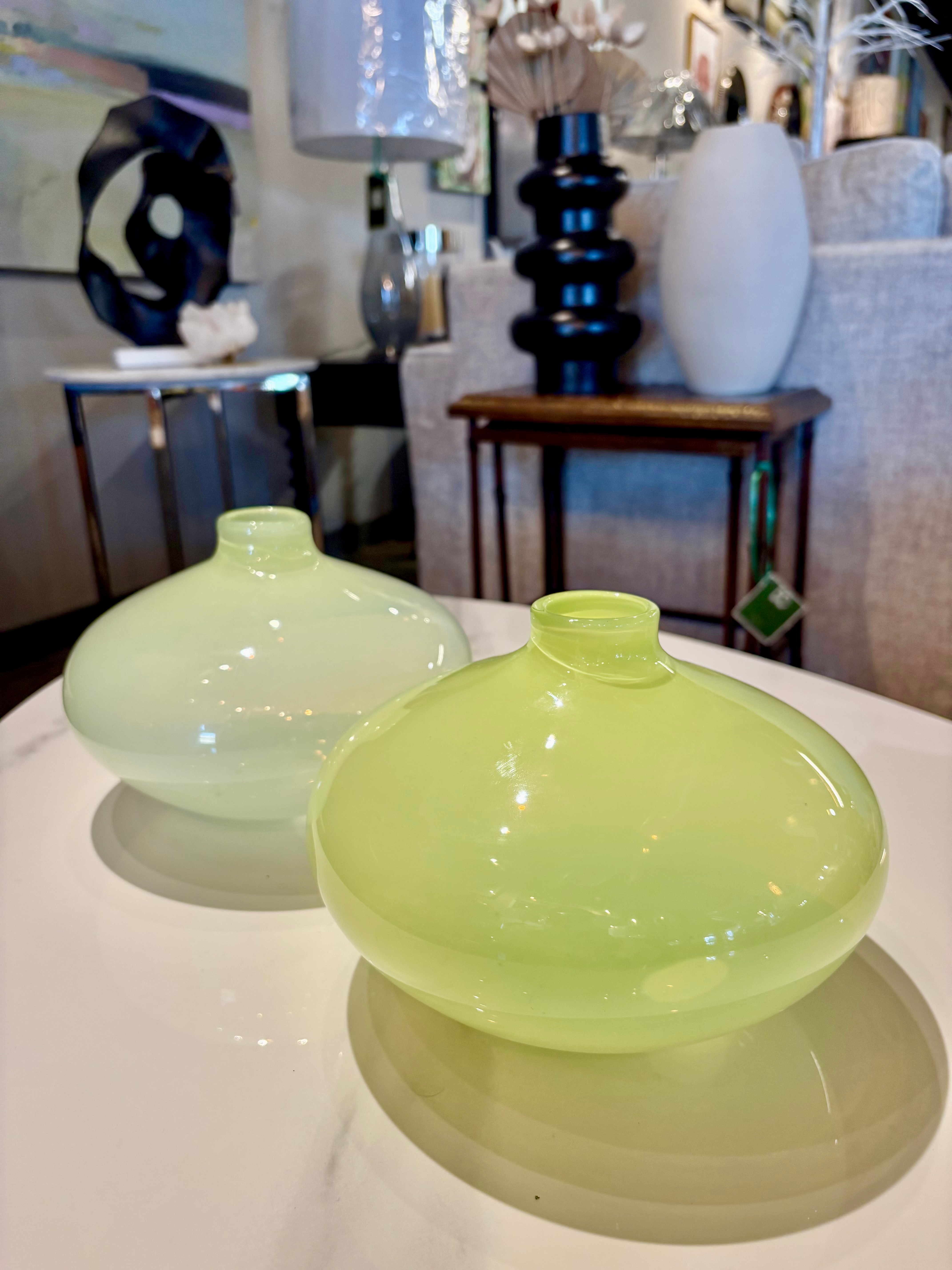 Opaline Bulbous Blown Glass Vase