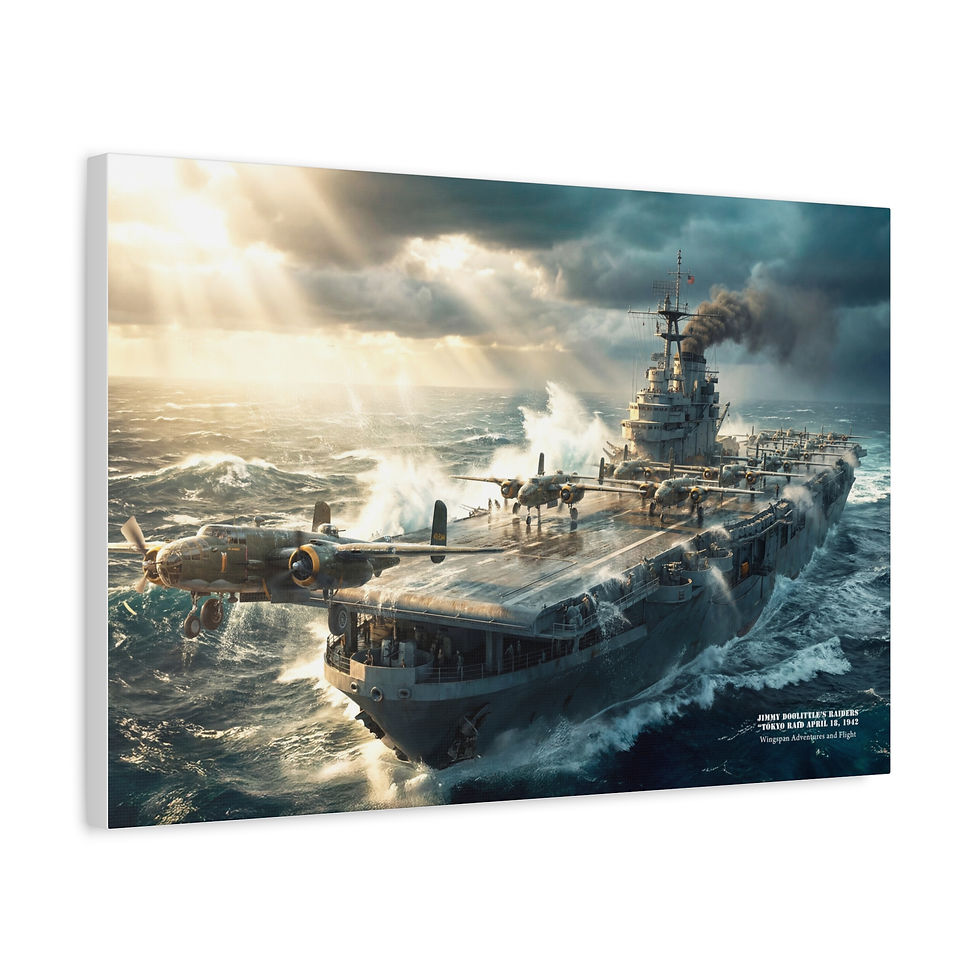 Thumbnail: WWII Aircraft Carrier Canvas Wall Art — Jimmy Doolittle Raid on Tokyo
