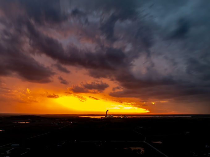 Drone Photo of the Golden Hour Sunset LaCygne Lake Kansas