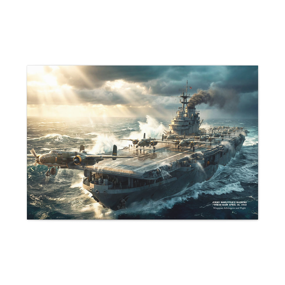 Thumbnail: WWII Aircraft Carrier Canvas Wall Art — Jimmy Doolittle Raid on Tokyo