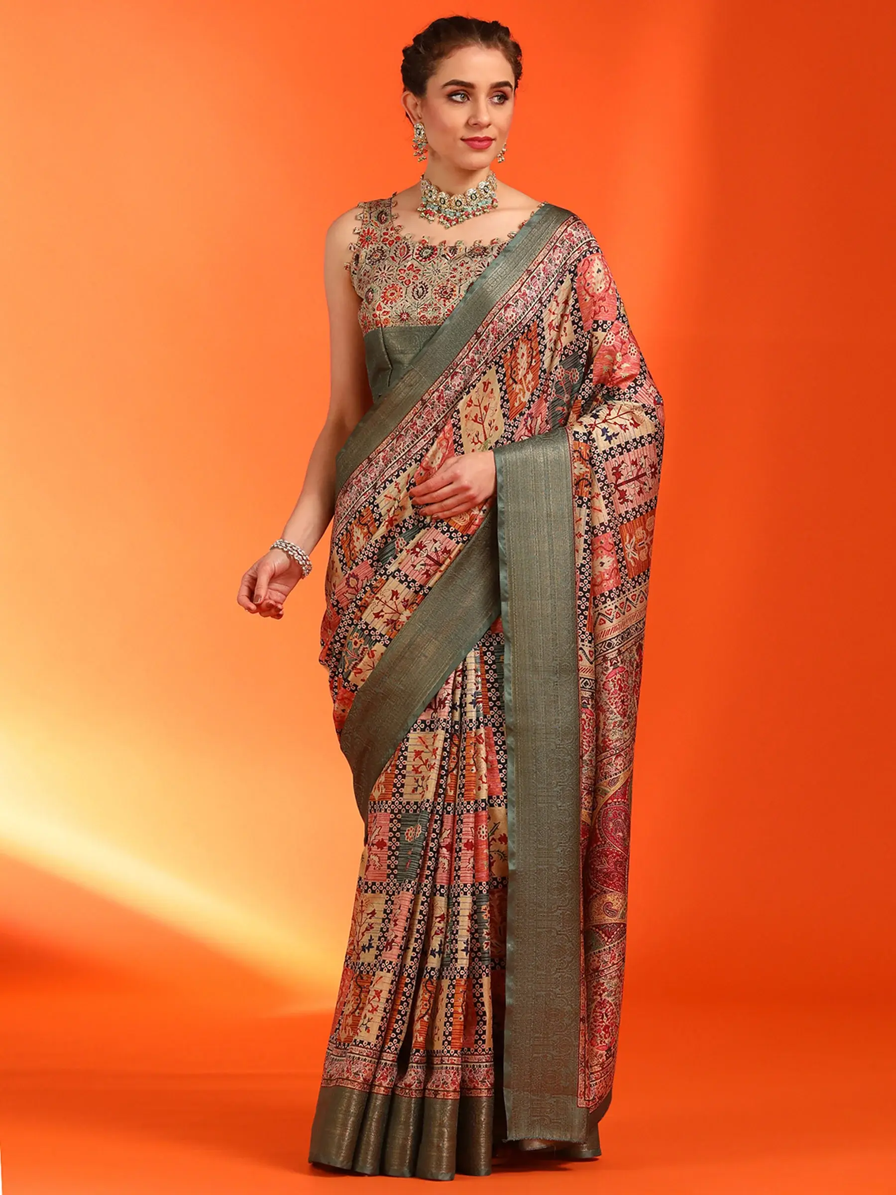 Digital Printed Silk Blend Sarees