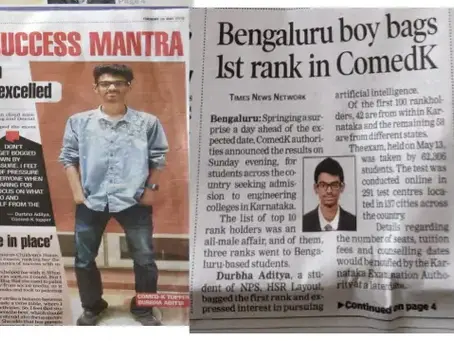 COMEDK 1st Rank Achievement