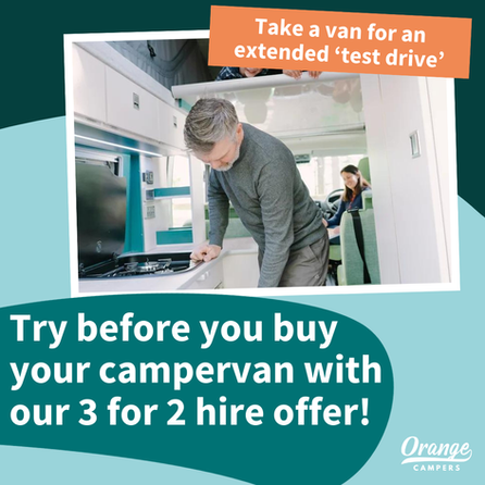 Try before you buy your Orange Camper this autumn/winter with 3 nights for the price of 2!