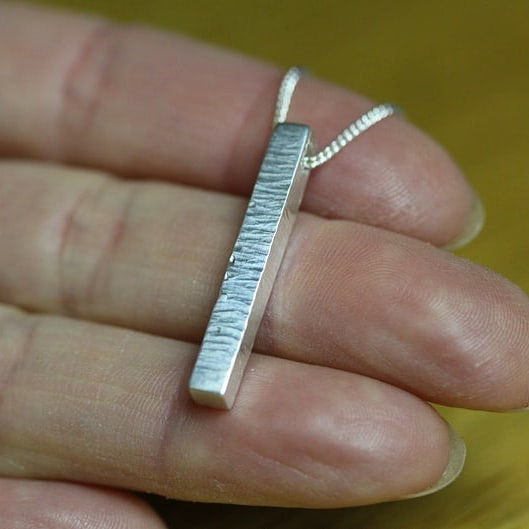 Thumbnail: Silver Ripple Bar Necklace