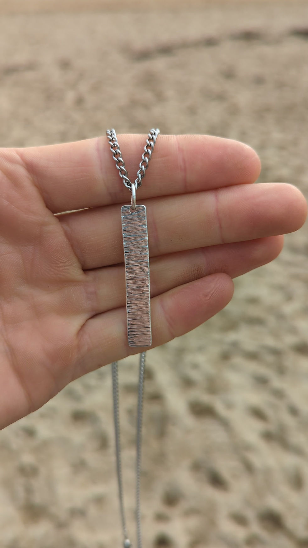 Thumbnail: Mens Ripple Bar Necklace