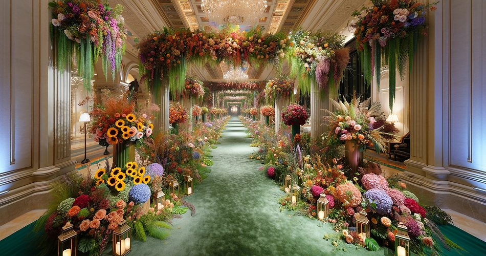 DALL·E 2023-12-03 20.54.22 - A photo of an indoor pathway elegantly decorated for a luxury